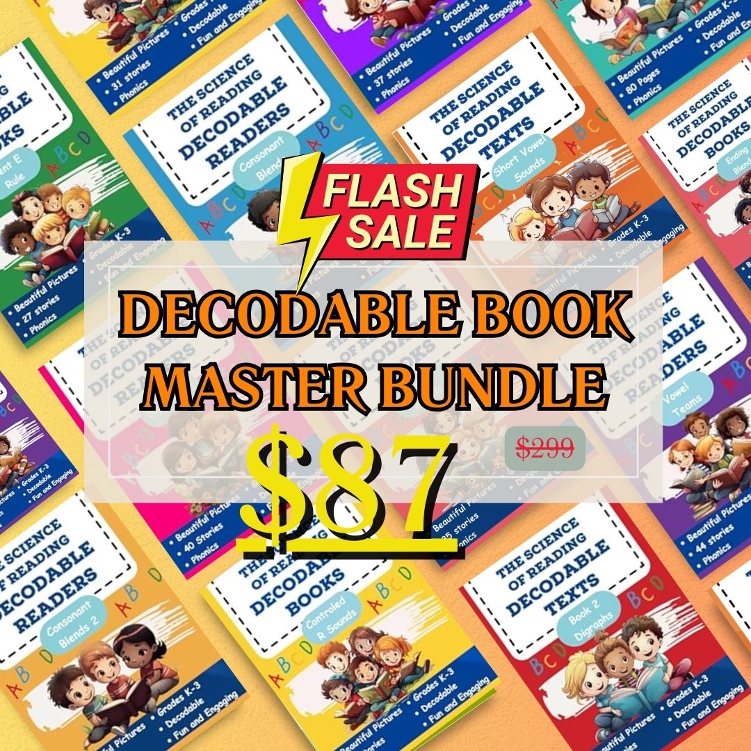 Decodable Readers Bundle- Short Vowels, Digraphs. Consonant Blends, Ending Blends, Silent E Rule, Vowel Teams, Diphthongs, Soft and Silent Letters, Compound Words